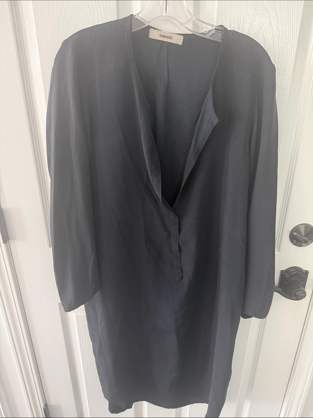 Humanoid black Casual Long-Sleeve Tunic dress